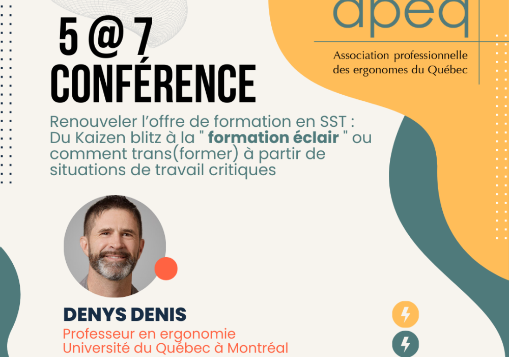 5@7 Conf&eacute;rence : Renouveler l&rsquo;offre de formation en SST : Du Kaizen blitz &agrave; la " formation &eacute;clair " ou comment trans (former) &agrave; partir de situations de travail critiques