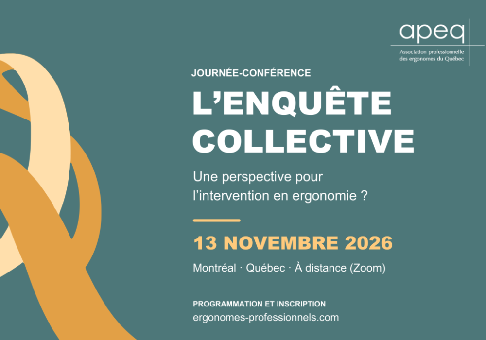 Nouvel événement : L’enquête collective : une perspective pour l’intervention en ergonomie ?